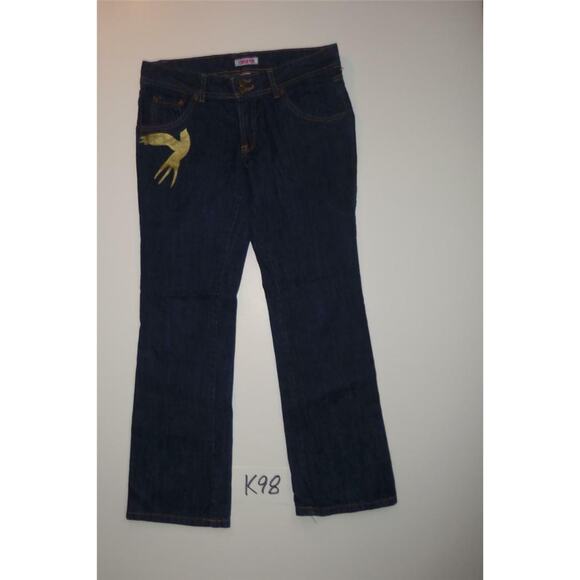 Dear AB Blue Jeans Size 10 Gold Bird Womens -0713K98 - Picture 1 of 2